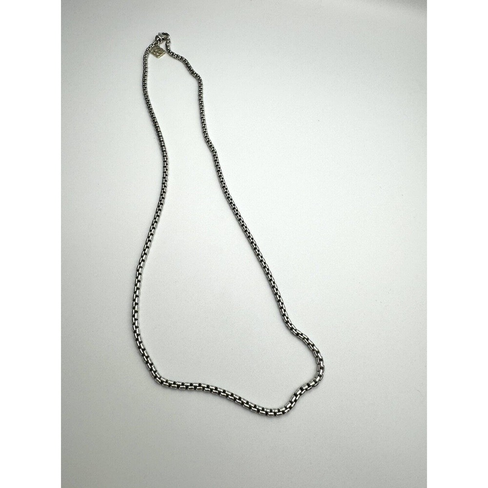 David Yurman 2mm Sterling Silver 18" Box Chain Necklace Authentic